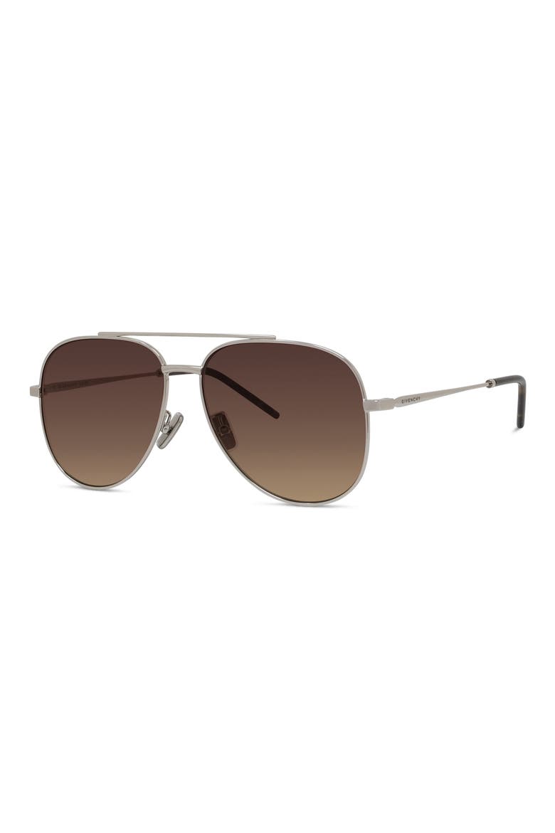 City 58mm Gradient Pilot Sunglasses, Alternate, color, SHINY PALLADIUM / BROWN