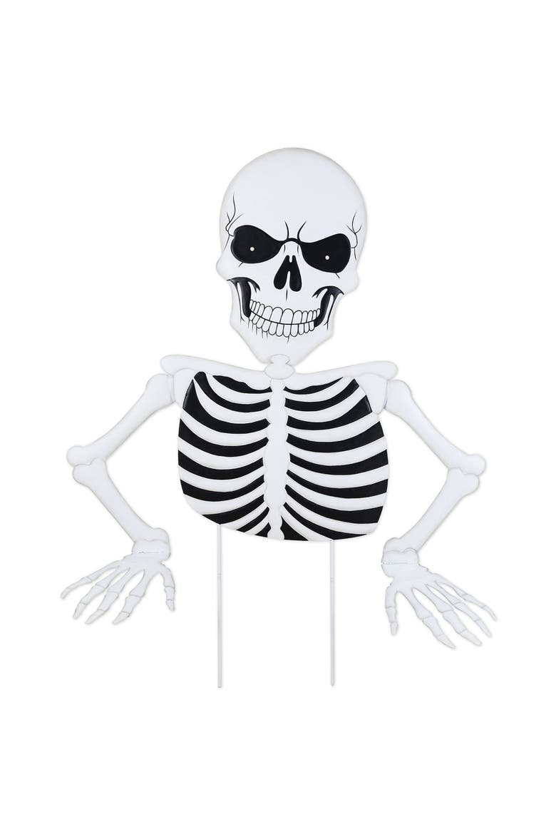 Halloween Metal Lighted Yard Stake with Timer, Alternate, color, White
