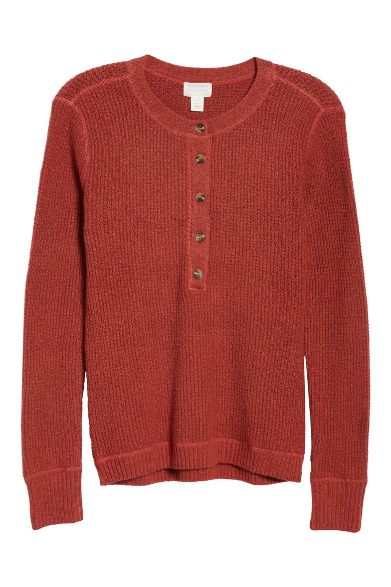 Cozy Waffle Sweater Henley, Alternate, color, RUST SPICE