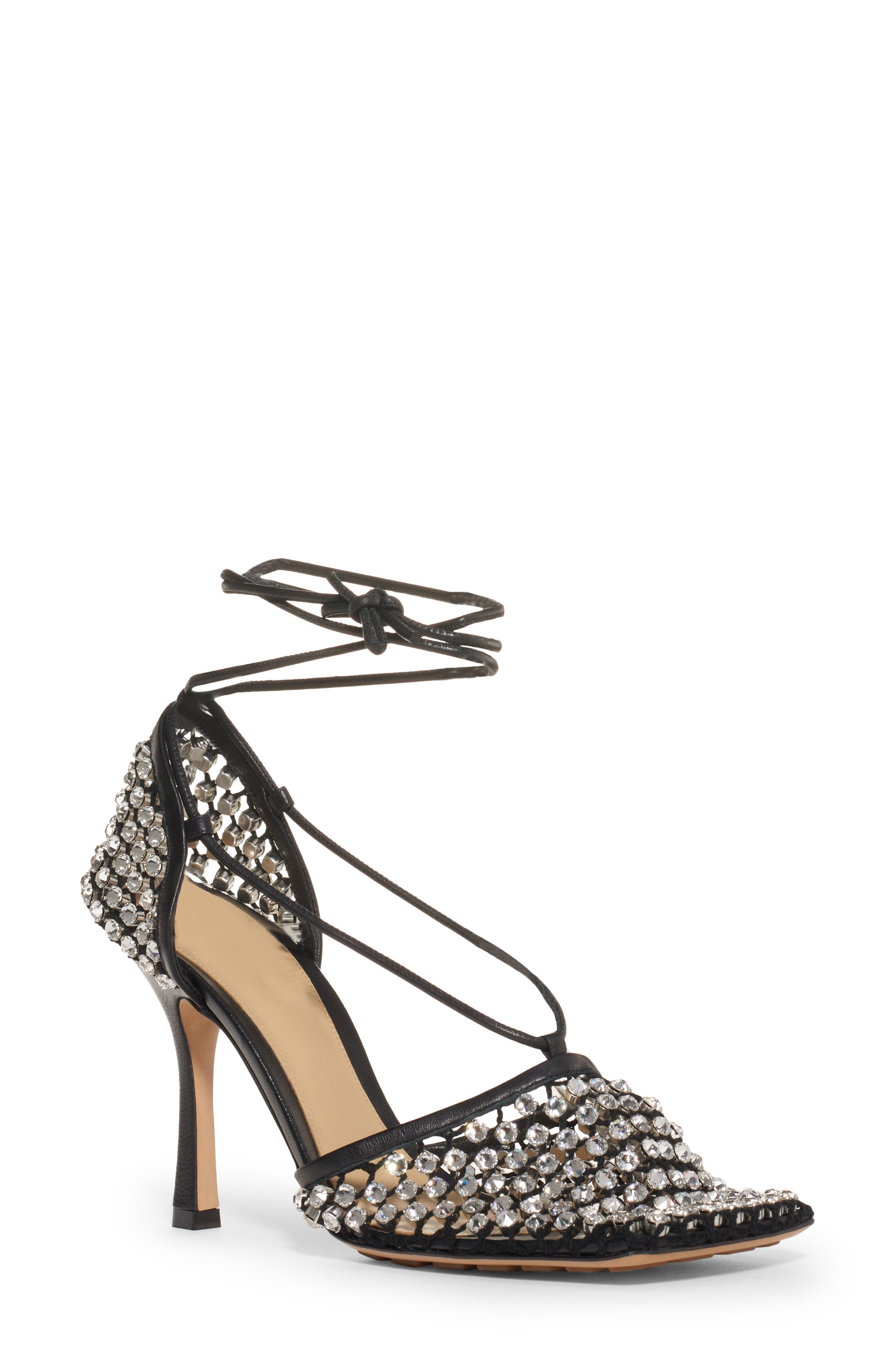 Bottega Veneta Crystal Ankle Wrap Pump, Main, color, 