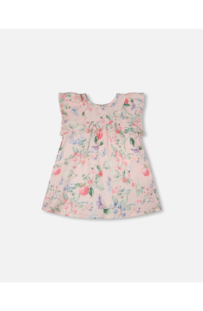 Deux par Deux Cotton Muslin Dress and Bloomer Printed Berries Set, Alternate, color, Pink Printed Berries