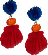 BY ADINA EDEN Blue Red Seashell Orange Gem Drop Earrings