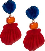 BY ADINA EDEN Blue Red Seashell Orange Gem Drop Earrings