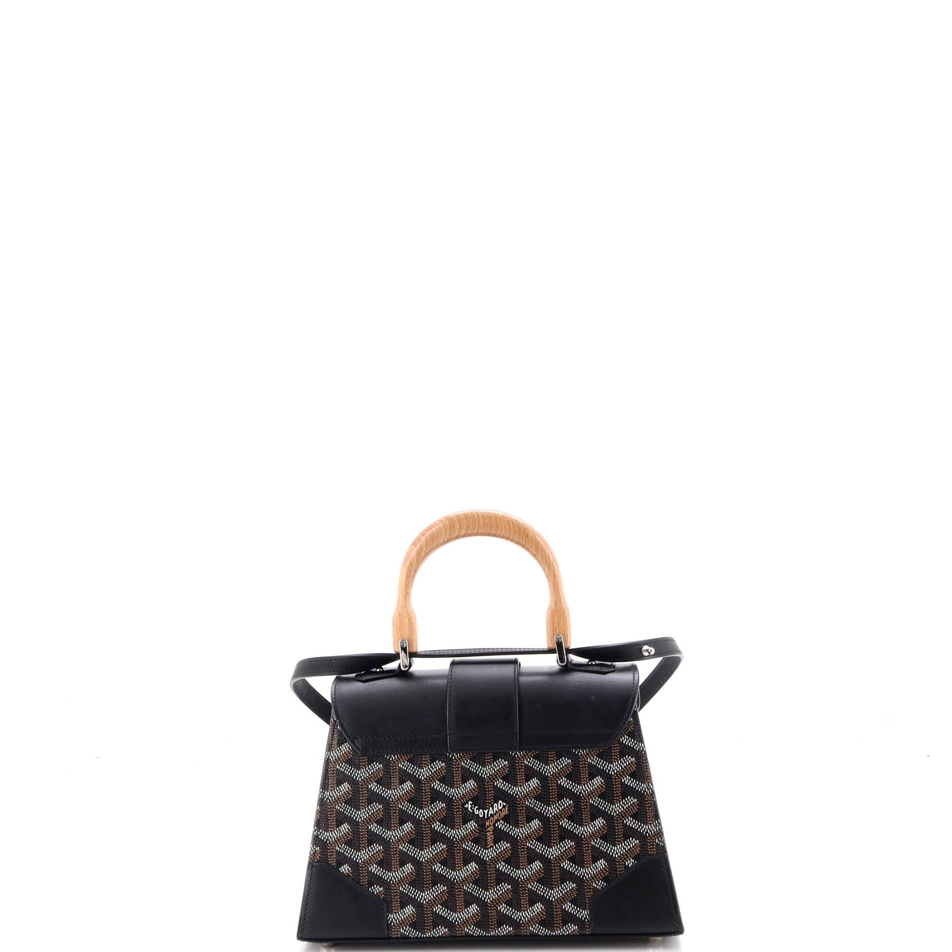 Structured Saigon Top Handle Bag Coated Canvas with Leather Mini, Alternate, color, Black