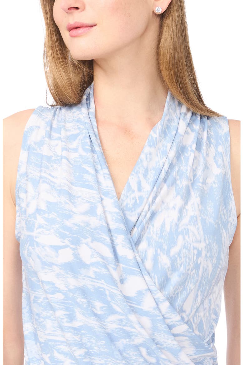 Print Crossover Wrap Sleeveless Knit Top, Alternate, color, LAKE BREEZE