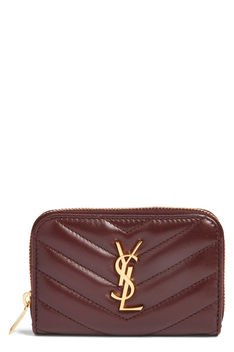 Cassandre Quilted Card Wallet, Main, color, ROUGE CABERNET