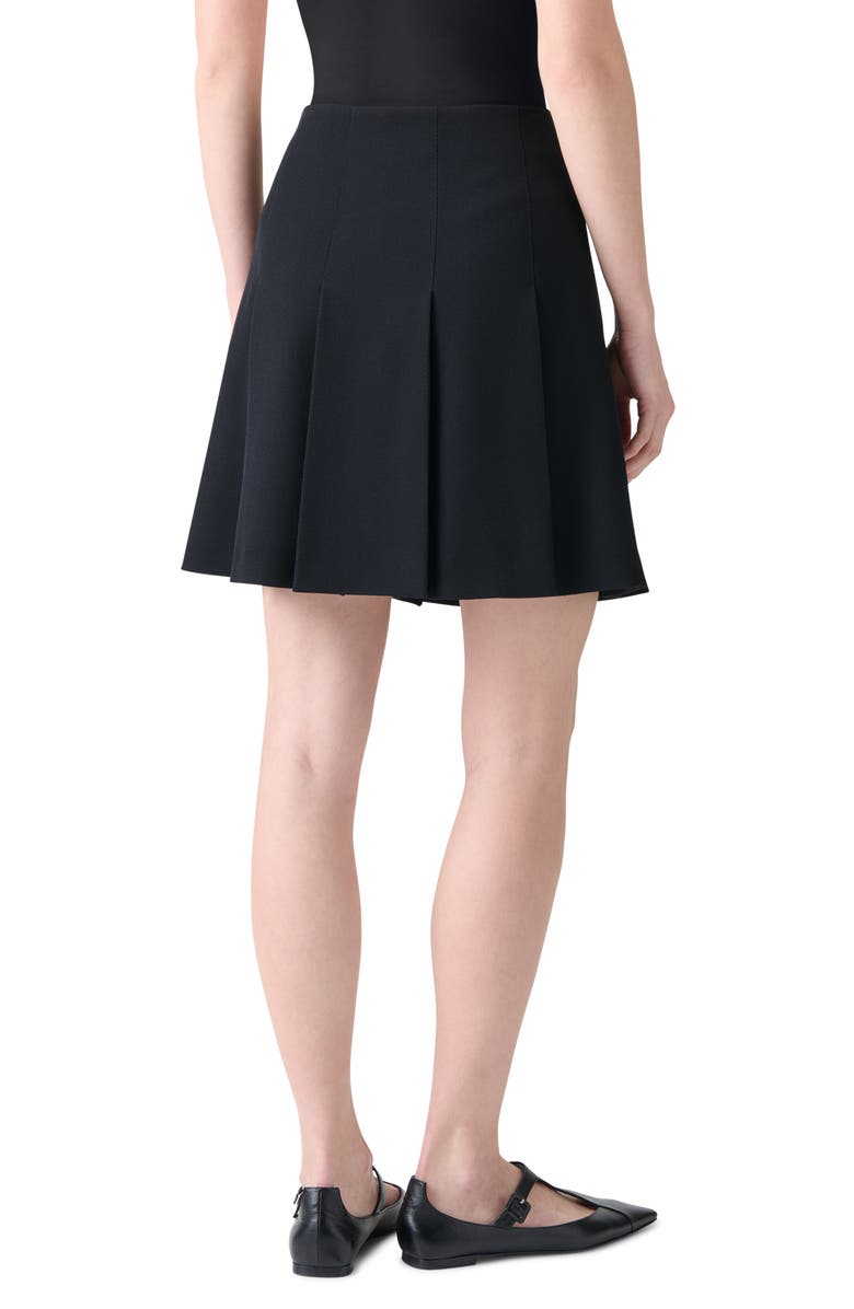 Akris punto Pleated Virgin Wool Twill Miniskirt, Alternate, color, Black