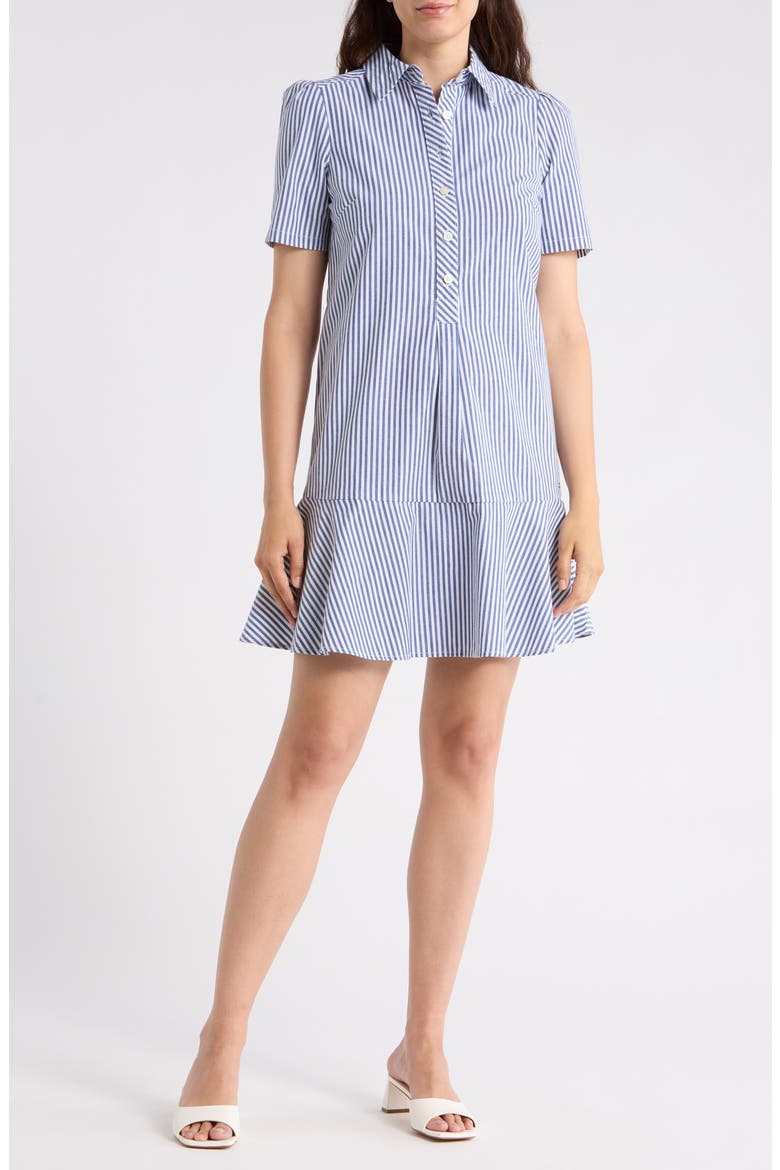 Ruffle Hem Cotton Shirtdress, Main, color, NOUVEAN NAVY