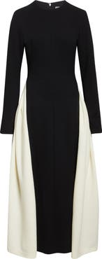 Lela Rose Long Sleeve Stretch Twill A-Line Dress