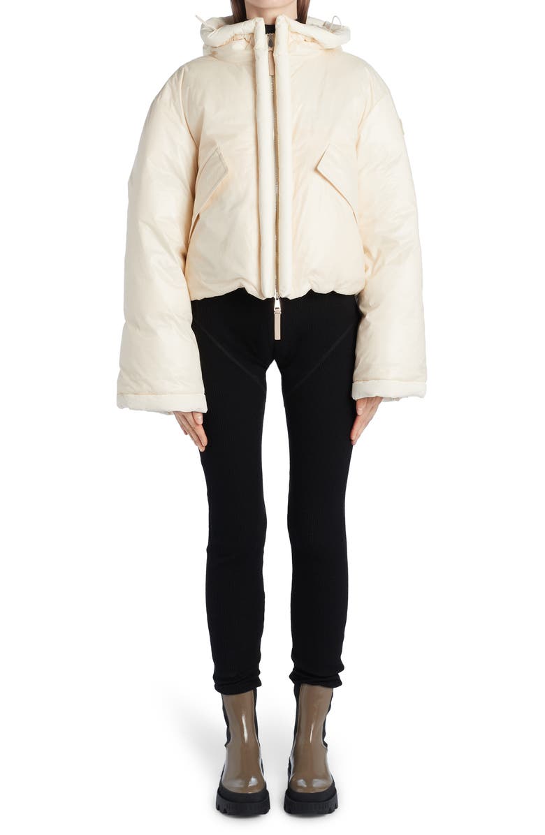 Moncler Genius Alisia 750 Fill Power Down Hooded Jacket, Alternate, color, Ivory