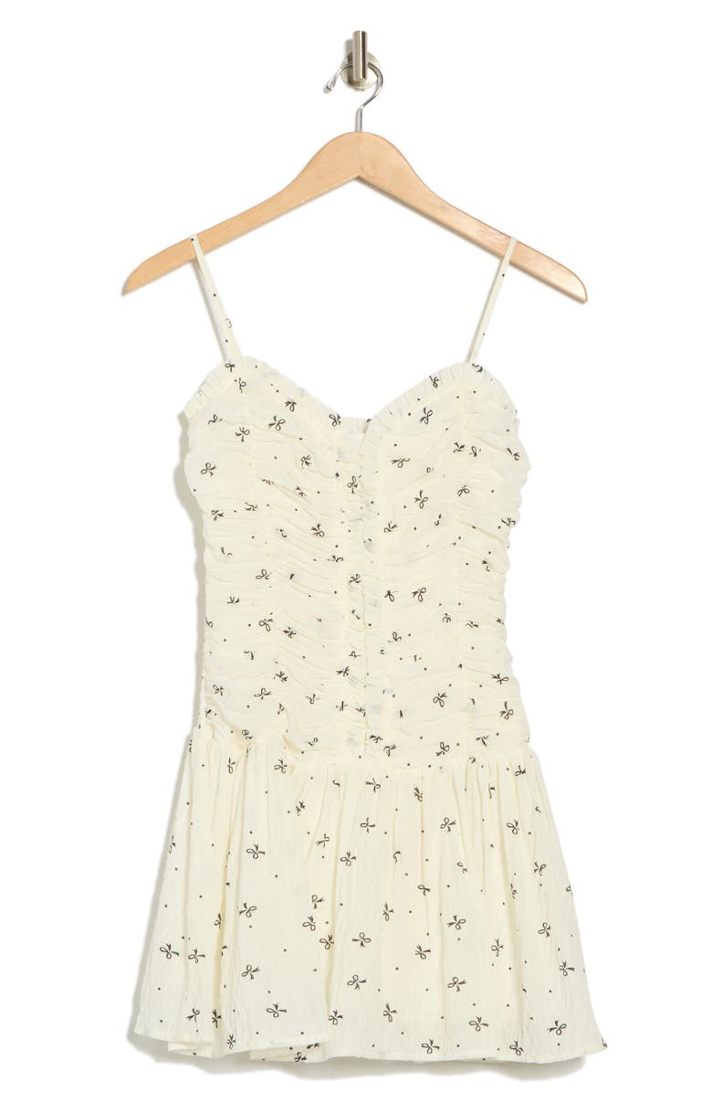 Bow Print Drop Waist Minidress