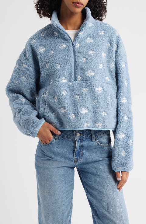 Ditsy Blue Elle Fleece Half Zip Pullover