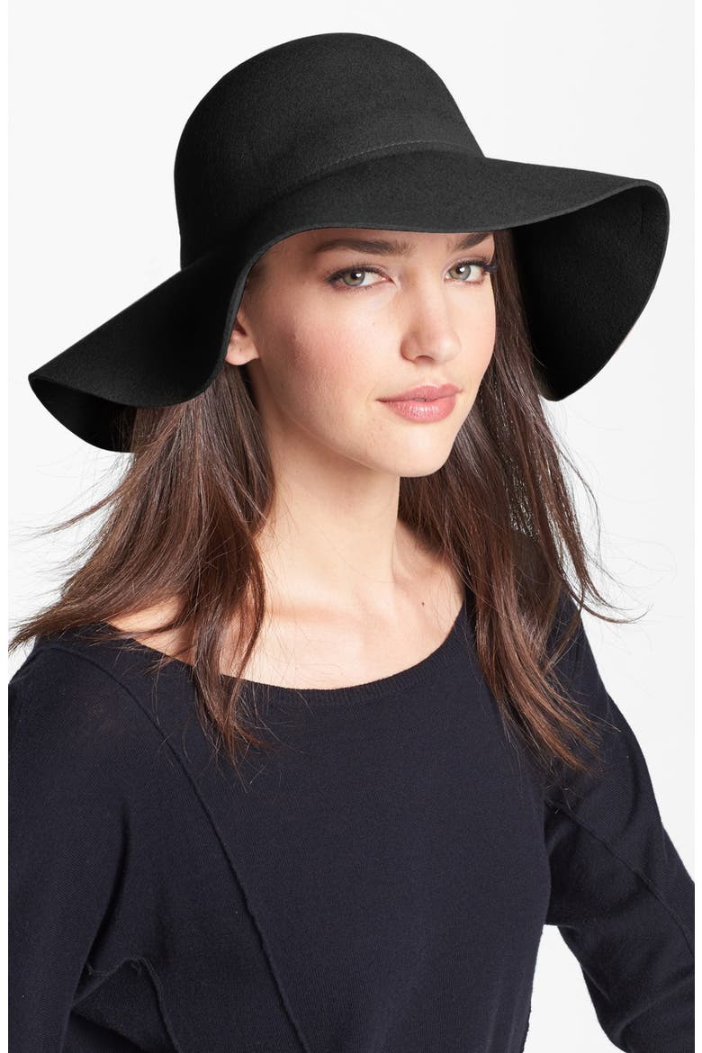 Wool Felt Floppy Brim Hat, Main, color, BLACK