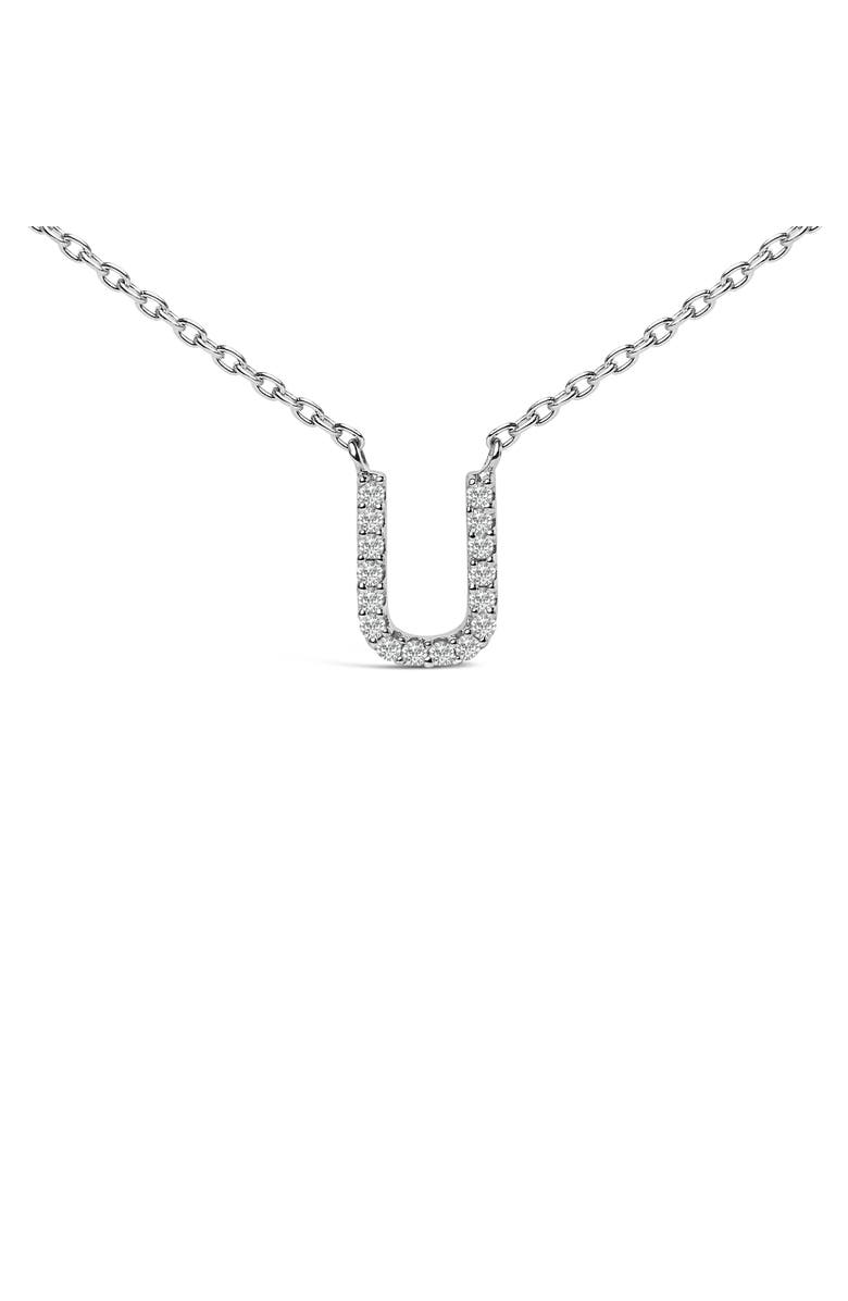 Haus of Brilliance 10K White Gold Diamond Accent "A-Z" Block Initial Pendant Necklace, Alternate, color, White Gold | U