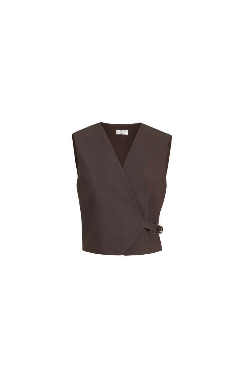 Brunello Cucinelli Tropical Luxury wool vest, Alternate, color, Cocoa