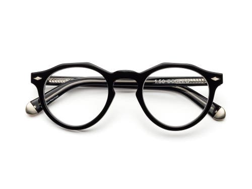 Caddis Dogleg | Reading Glasses in Gloss Black And Vodka 