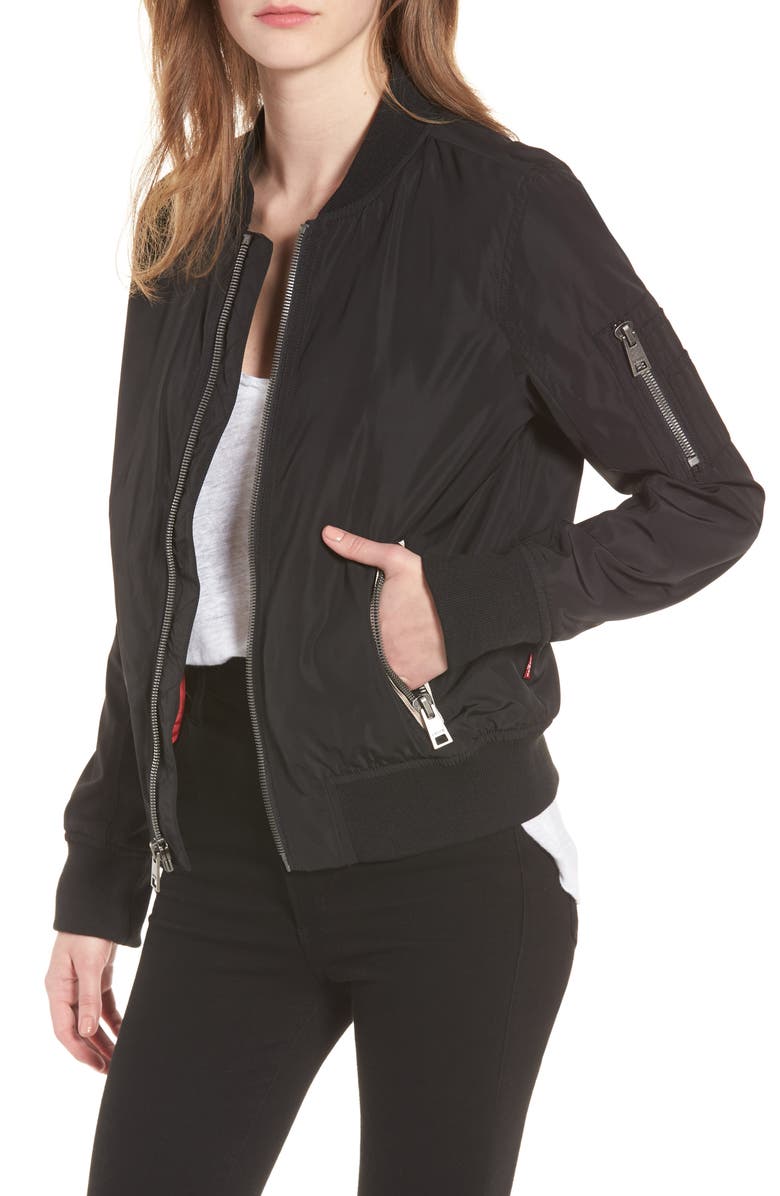 Levi's<sup>®</sup> Levi's MA-1 Satin Bomber Jacket, Main, color, Black