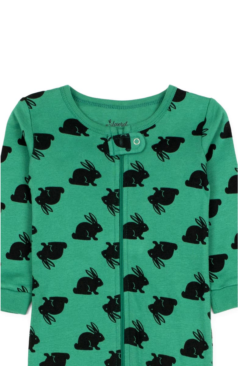 Leveret Footed Cotton Easter Matching Family Pajamas, Bunny Prints, Alternate, color, Bunny Green