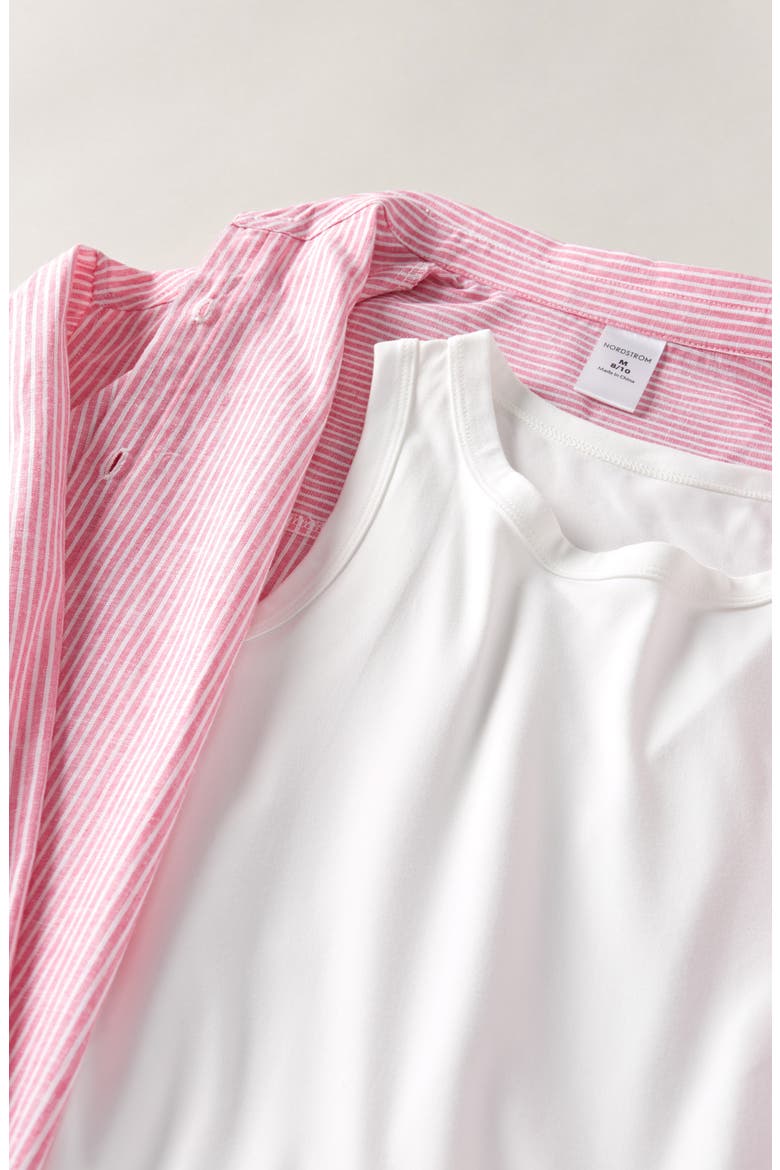 Kids' Stripe Button-Up & Tank Set, Alternate, color, PINK BOSS NOVA STRIPE