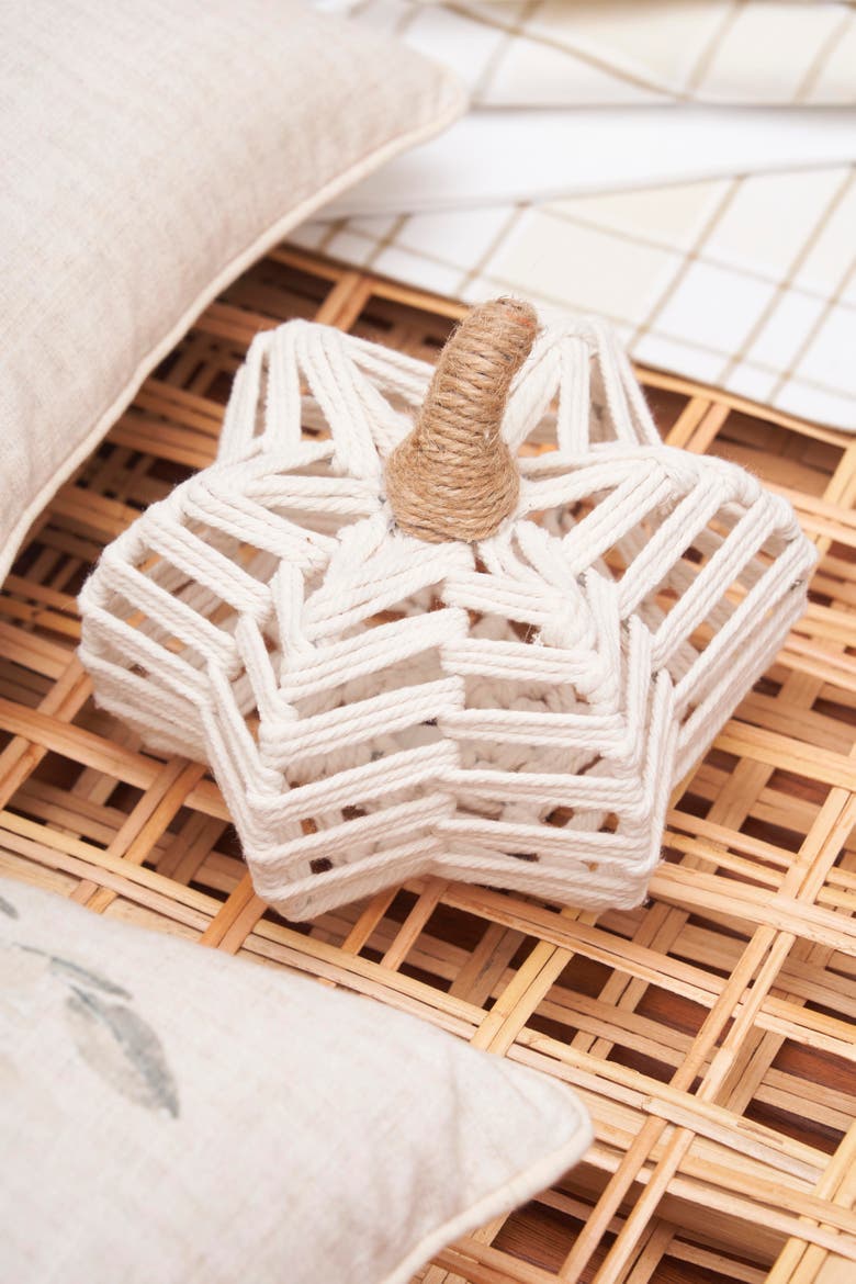Medium Jute Woven Pumpkin Figurine, Alternate, color, White