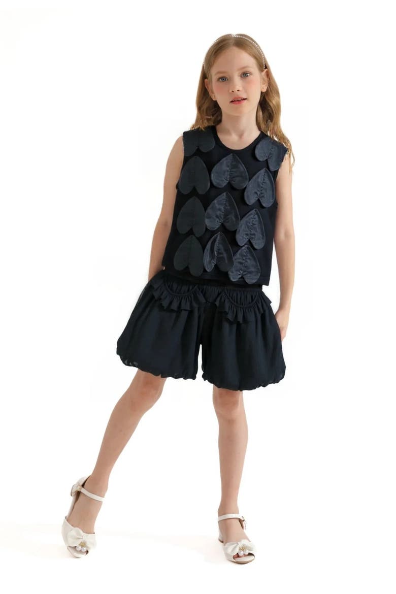 Hearts Sleeveless Shorts Set, Alternate, color, Black