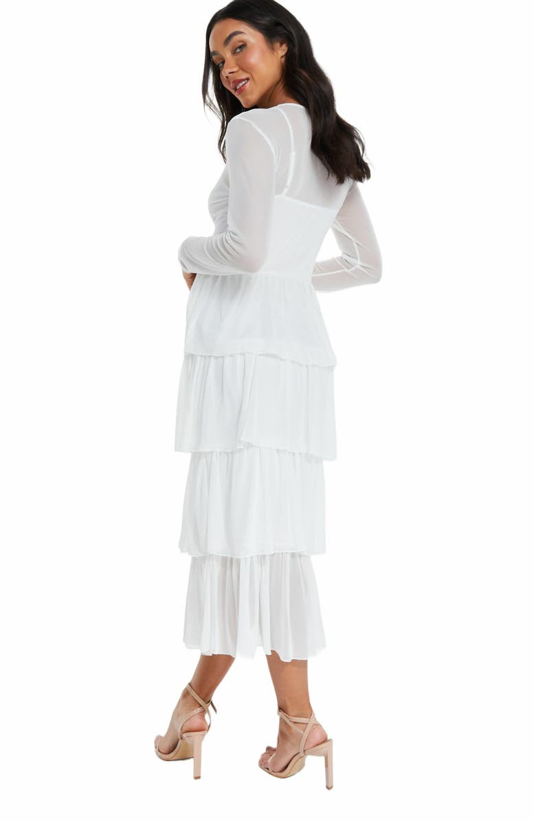 QUIZ Mesh Tiered Skater Dress, Alternate, color,
