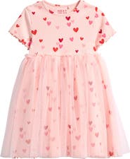 NEXT Kids' Heart Print Mixed Media Dress