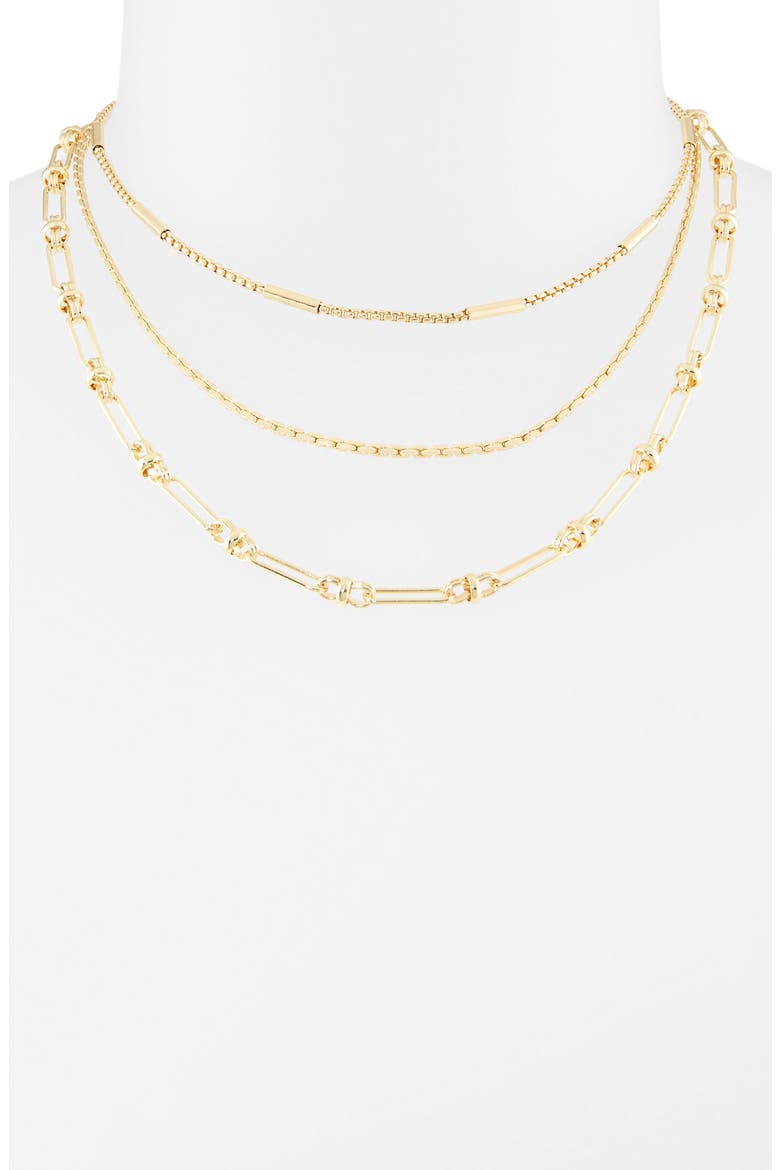 3-Row Layered Necklace, Alternate, color, GOLD