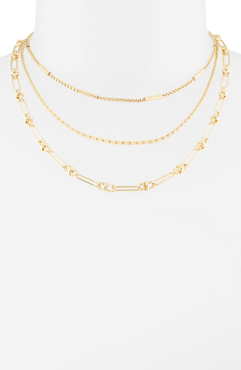 NORDSTROM RACK 3-Row Layered Necklace, Alternate, color, Gold