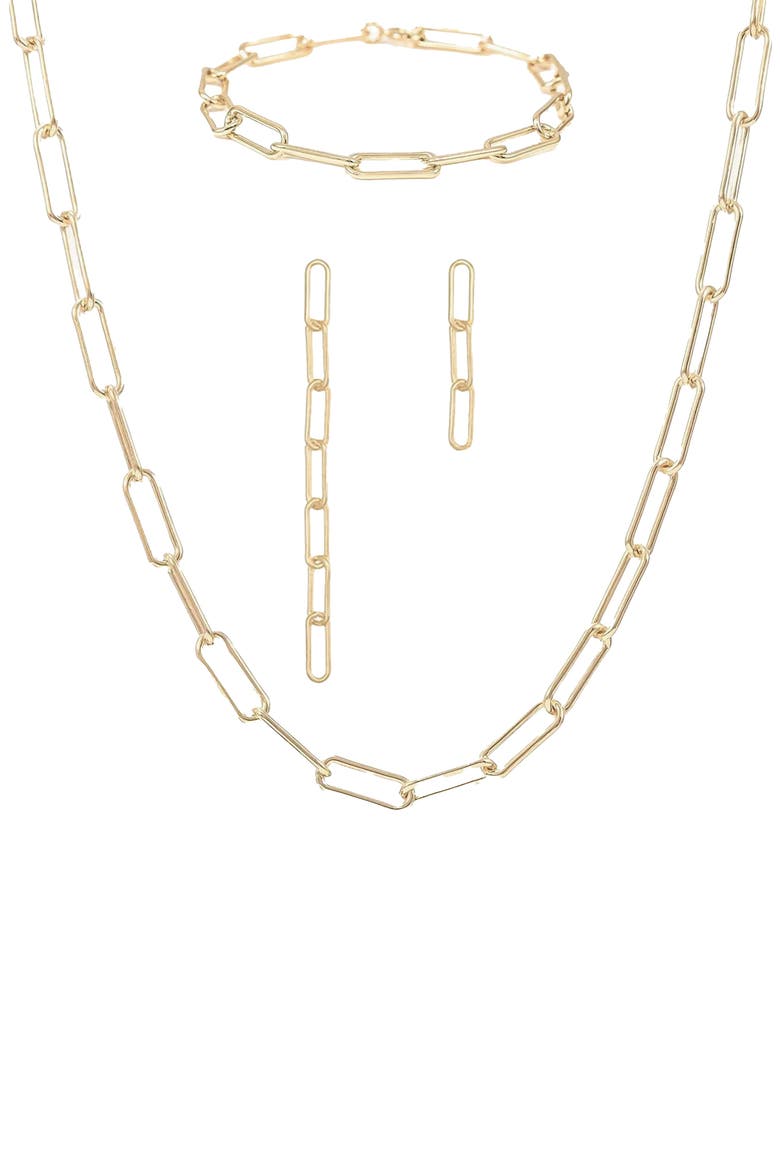 Sterling Silver 18k Gold Plated Amelia Chain Jewelry Set Trendy, Main, color, Gold