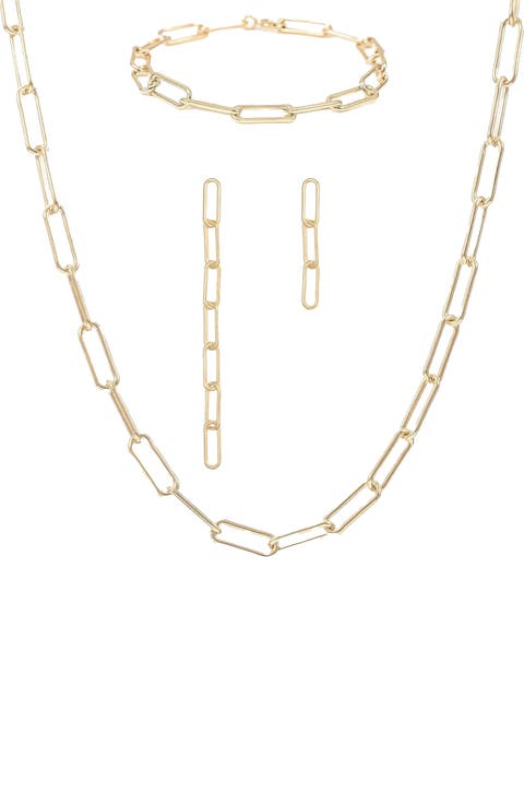 Sterling Silver 18k Gold Plated Amelia Chain Jewelry Set Trendy