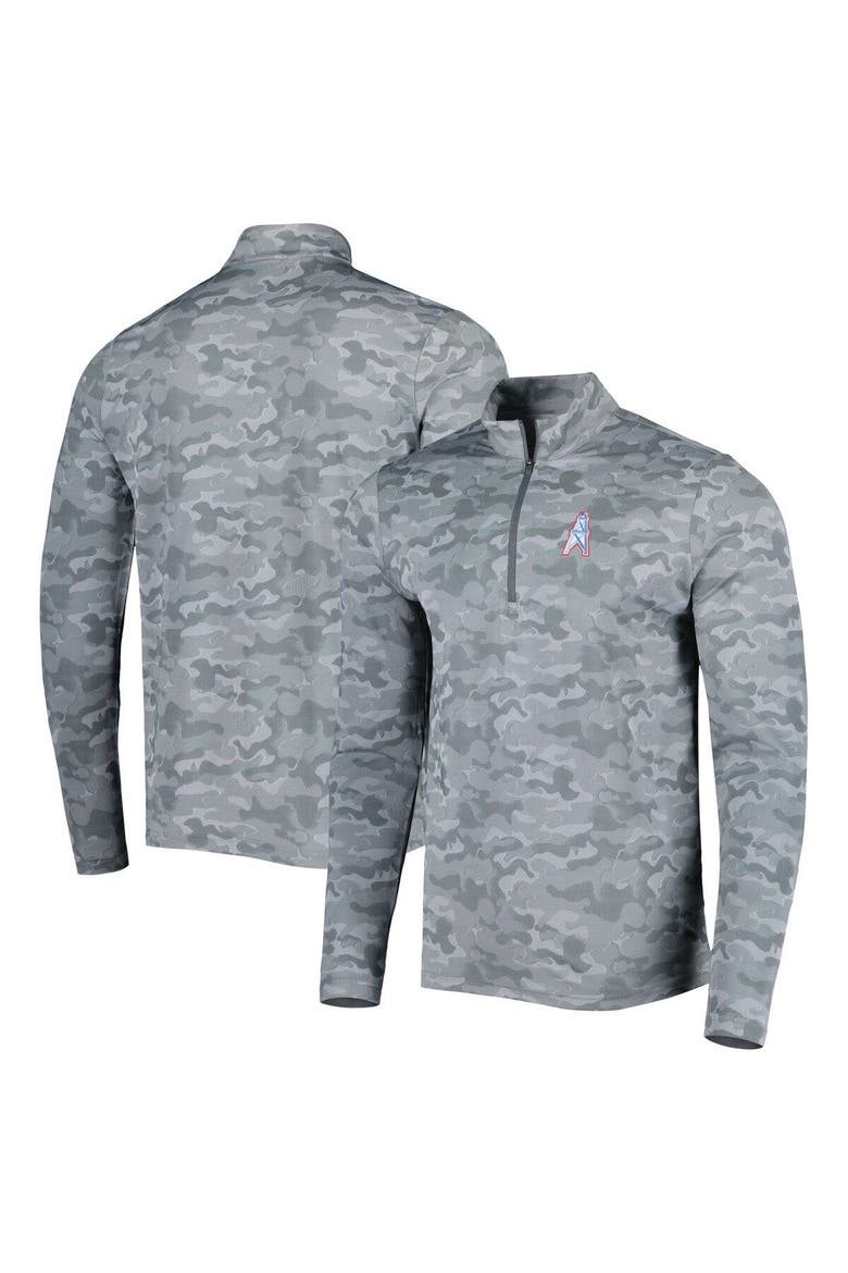 Men's Antigua Gray Houston Oilers Brigade Throwback Quarter-Zip Top, Main, color, Gray