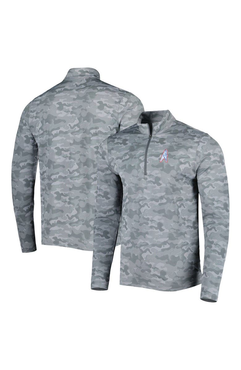 ANTIGUA Men's Antigua Gray Houston Oilers Brigade Throwback Quarter-Zip Top, Main, color, Gray