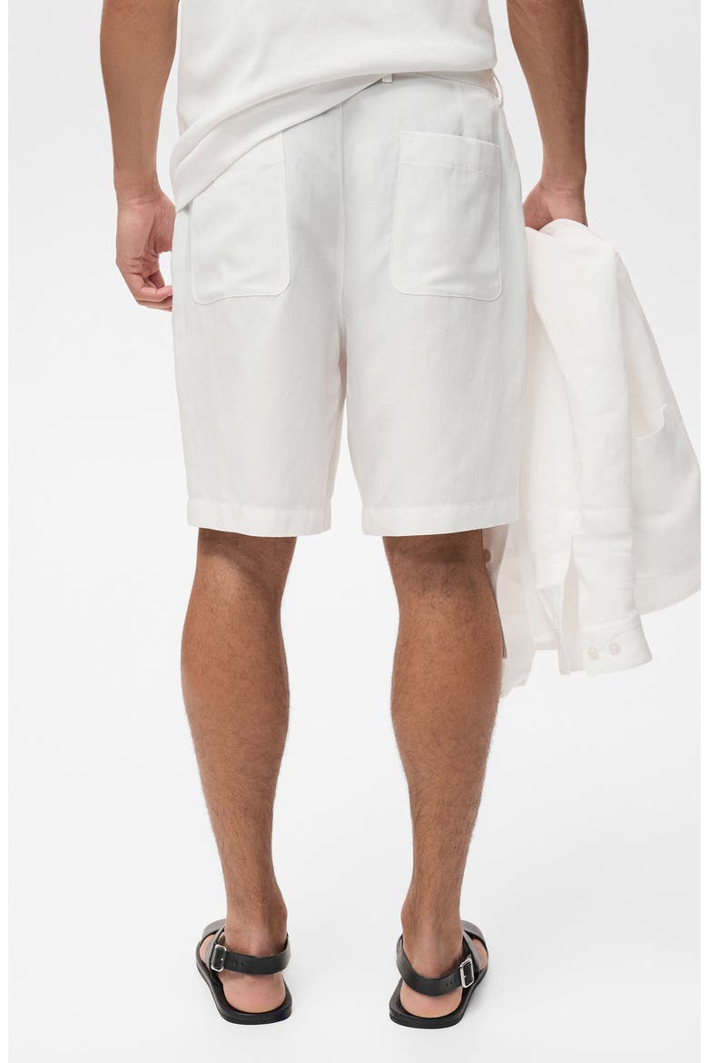 Slim Fit Lyocell & Linen Bermuda Shorts, Alternate, color, OFF WHITE