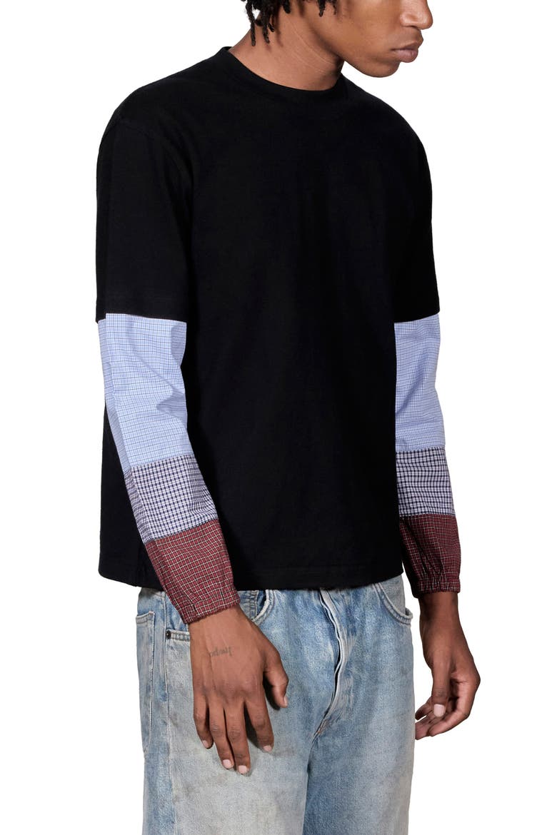 Mix Print Long Sleeve T-Shirt, Alternate, color, BLACK