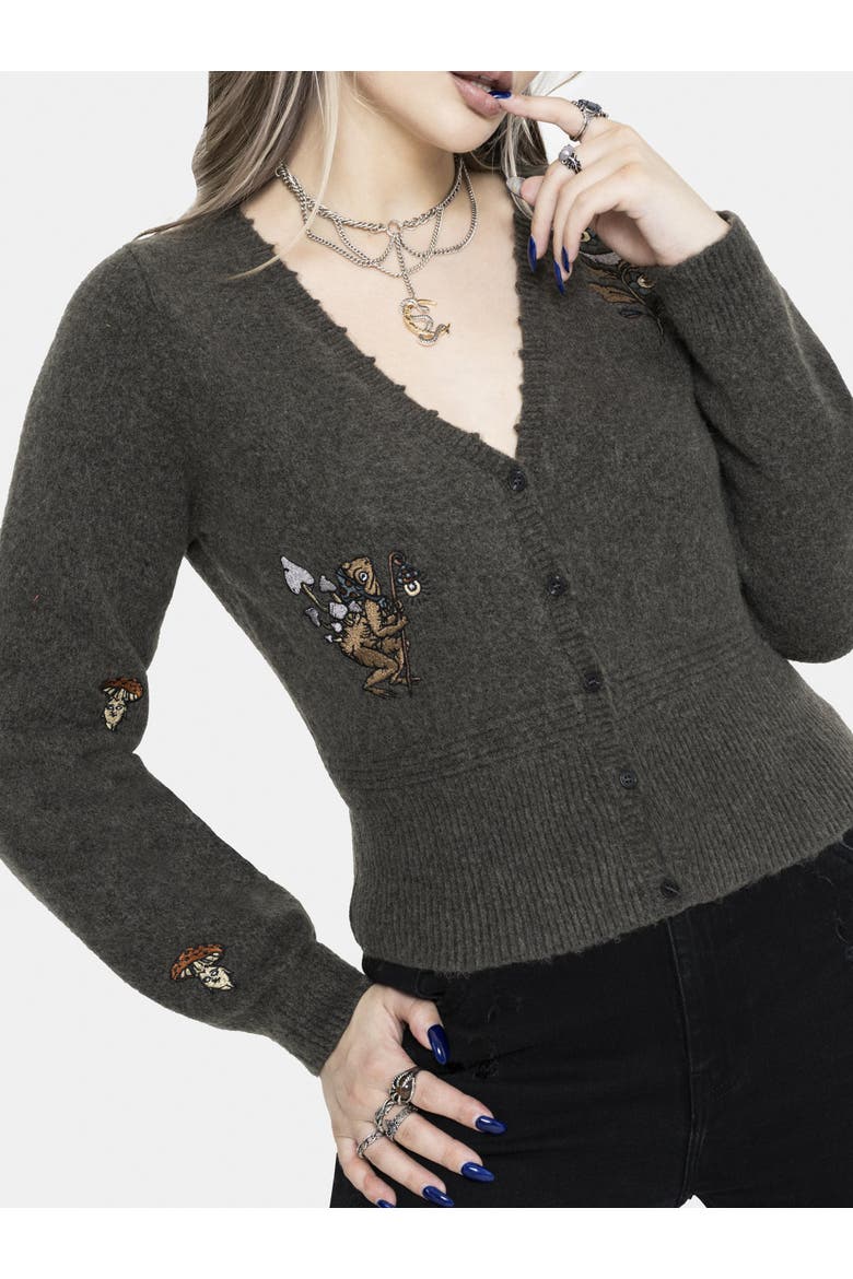 Hexborn Baba Yaga Knit Cardigan, Alternate, color, Grey