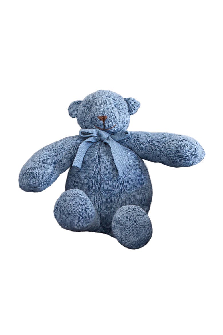 Plush Cable Knit Teddy Bear, Main, color, Dark Blue