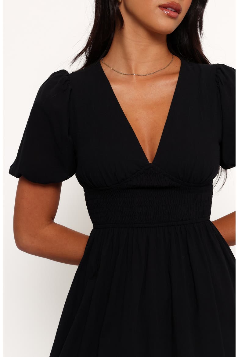 Ronnie Puff Sleeve Midi Dress, Alternate, color, BLACK