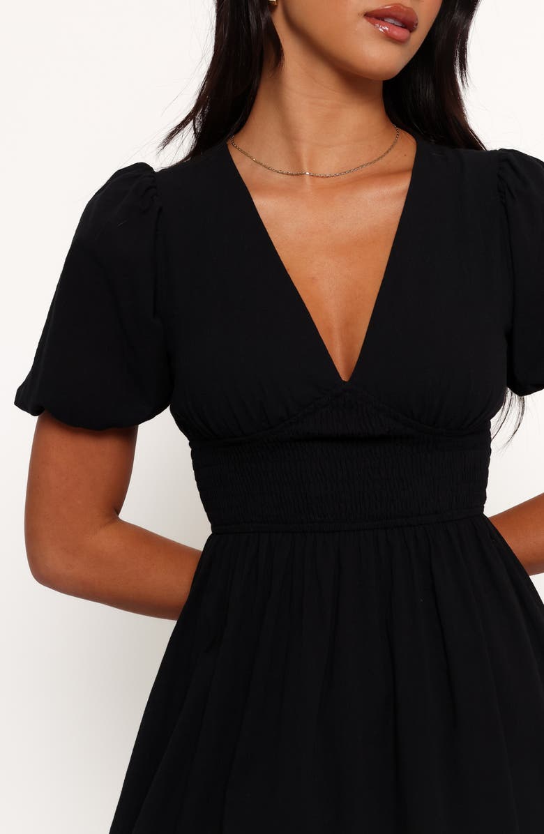 Petal & Pup Ronnie Puff Sleeve Midi Dress, Alternate, color, Black