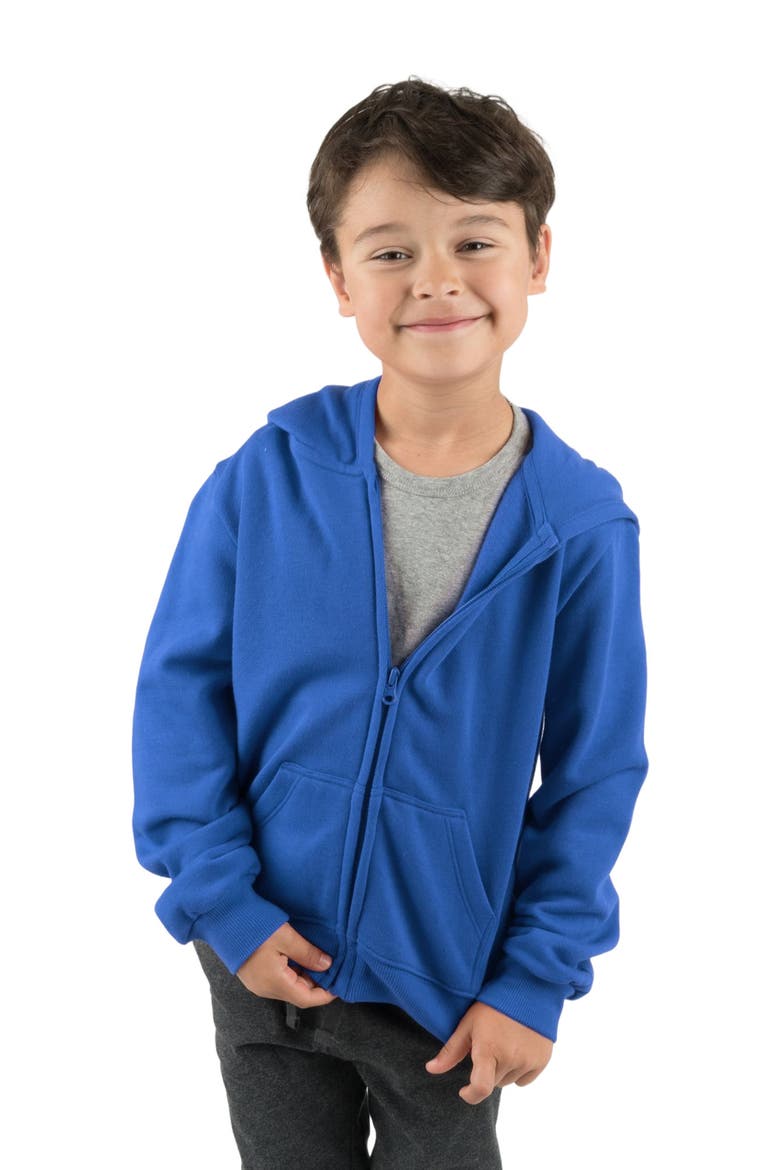 Kids Zip-Up Sweatshirt Hoodie, Cotton Blend, Solid Colors, Main, color, ROYAL BLUE