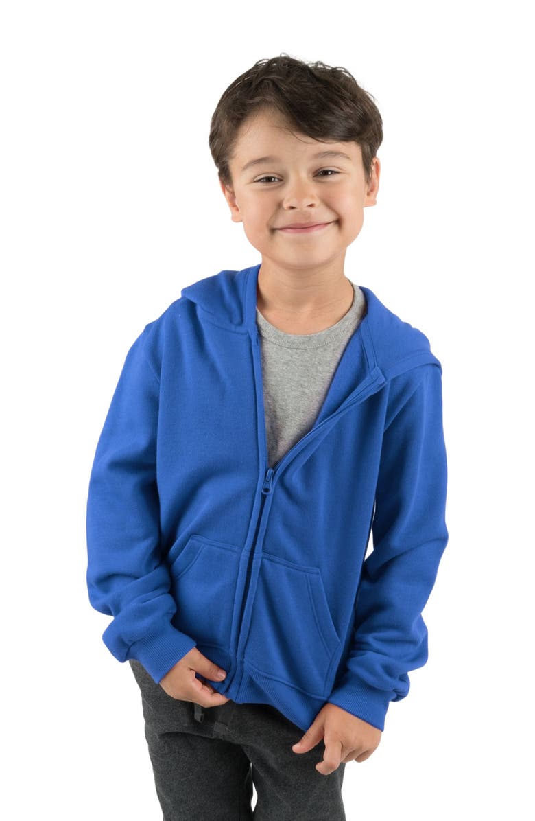 Leveret Kids Zip-Up Sweatshirt Hoodie, Cotton Blend, Solid Colors, Main, color, Royal Blue