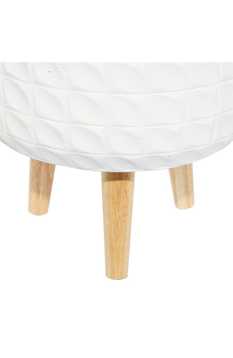 COSMO BY COSMOPOLITAN White Magnesium Oxide Contemporary Planter with Wood Legs - Set of 3, Alternate, color,
