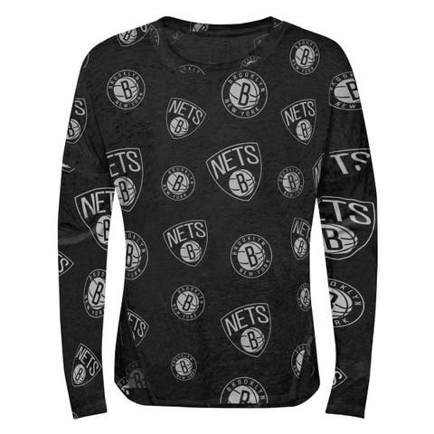 Girls Youth Heathered Black Brooklyn Nets Back in Action Long Sleeve T-Shirt