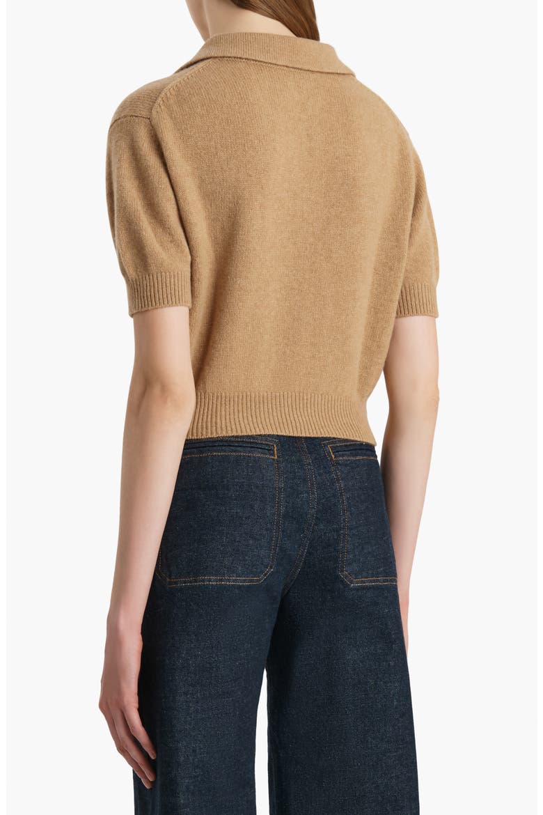 Leni Stretch Merino Wool & Cashmere Polo Sweater, Alternate, color, CAMEL