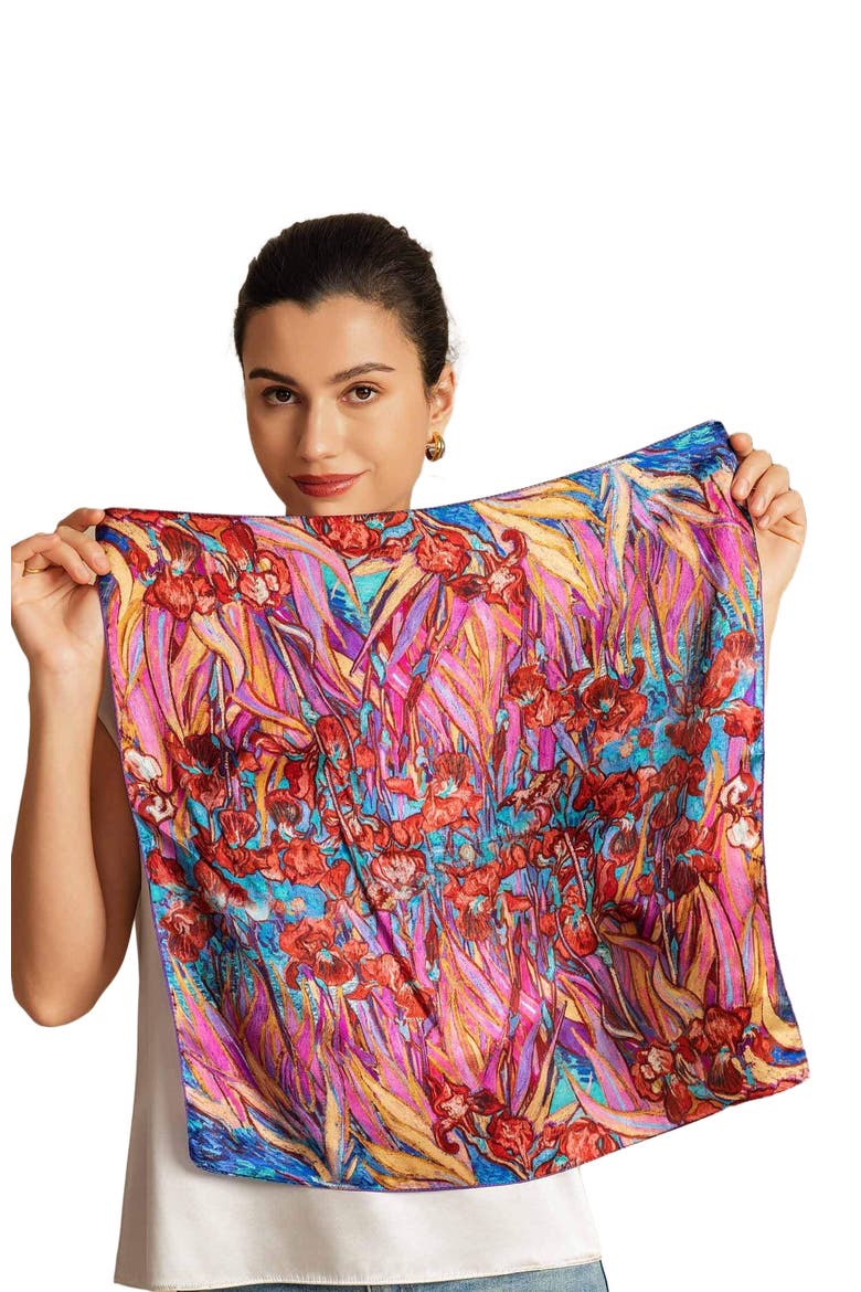 Pure Silk Abstract Square Scarf, Main, color, Multi