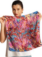 SILKSILKY Pure Silk Abstract Square Scarf