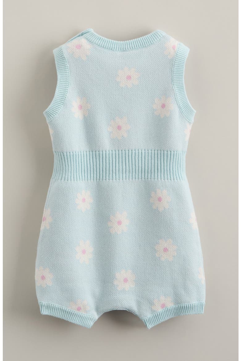 Ribbed Waist Cotton Romper, Alternate, color, BLUE DELICATE SPRING DAISIES