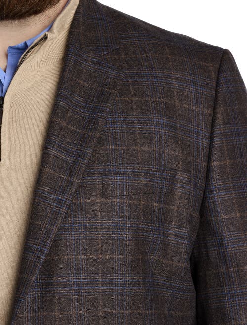 Oak Hill Premium By Dxl Big & Tall Plaid Sport Coat In Brown
