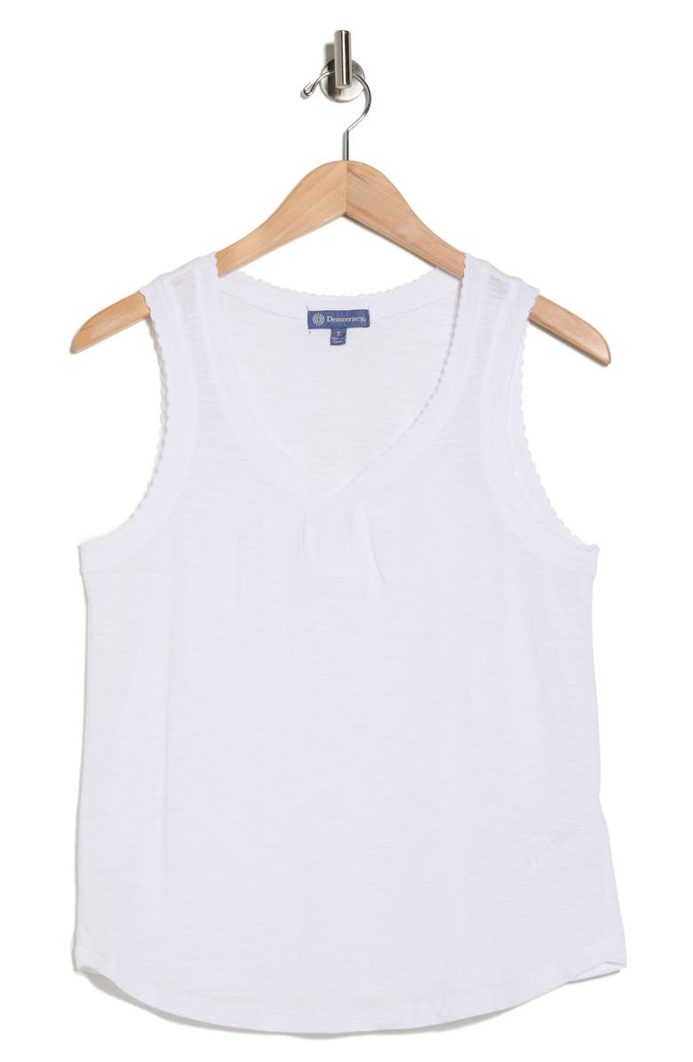 Democracy Scallop Trim Shell Tank Top, Alternate, color, Off White