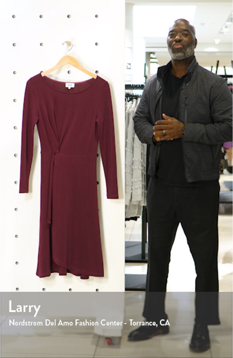 Erin Knot Waist Long Sleeve Textured Crepe Dress, sales video thumbnail